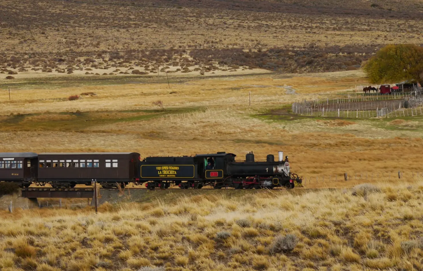 La Trochita recorriendo la estepa patagónica